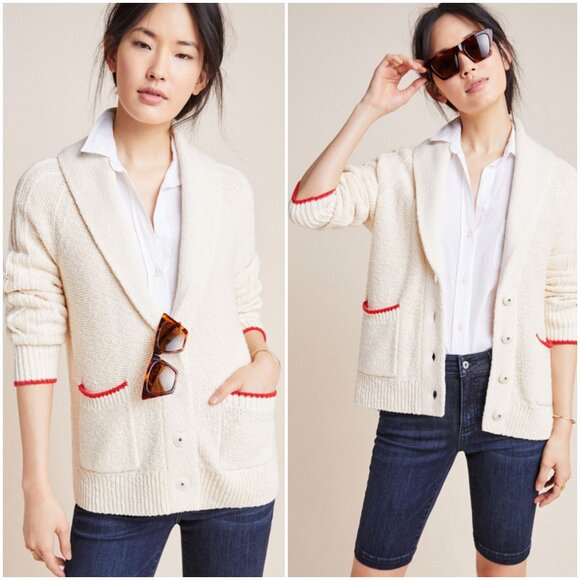 Anthropologie Lobster Knit Cardigan Sweater size XS rare coastal summer red - Picture 3 of 13